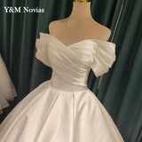 runhufu Robe De Mariage Lustrous Satin Ball Gown Wedding Dresses Vestido De Noivas Plus Size Bridal Custom Wedding Gowns