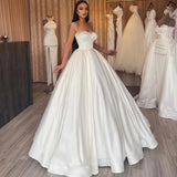 Runhufu Dress Elegant Ladies Sweetheart Satin Wedding Dress Thin Double Strap Bridal Dress Floor Length 2023 Robe De Mariée فستان