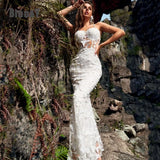 Runhufu Mermaid Wedding Dress For Woman 2024 Spaghetti Straps Open Back Lace Appliques Bridal Gowns Vestido De Noiva Customed