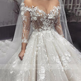 Runhufu Luxury Wedding Gowns Ivory Women Sexy Sweetheart V-neck Lace Applique Long Sleeve A Series Bridal Dresses Party Robe 2023 925