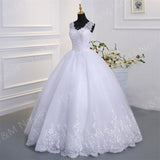 runhufu Novias Crystal Bead V neck Beautiful Lace Appliques Wedding Gown Embroidery Ivory Wedding Dress A line