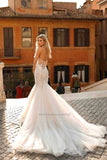 Runhufu Sweetheart Neck Mermaid Wedding Dresses Sleeveless Lace Appliques Sweep Train Bridal Gowns Vestidos De Noiva