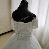 runhufu Novias New Off the Shoulder Vestido De Noiva White Ivory Plus Size Wedding Dresses Luxury Lace CRYSTAL Edge For Brides Gowns