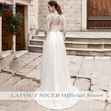 Runhufu NICEB Wedding Dress With Pockets O-Neck Lace Vestidos De Noiva Mariage Satin Sweep Train Wedding Gowns For Bridal Elegant