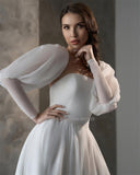 Runhufu Strapless A-Line Wedding Dresses Detachable Long Sleeves Bridal Gowns Robe De Mariée