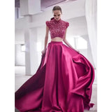 Runhufu Red Open Back Two Piece Set of Advanced Customized Evening Dress 2023 New Light Luxury Formal Banquet Women's Dress