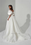 Runhufu Sale Sweetheart A-Line Wedding Dresses Off the Shoulder Short Sleeves Bridal Gowns Plus Size Robe De Mariée