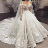 Runhufu Luxury Wedding Gowns Ivory Women Sexy Sweetheart V-neck Lace Applique Long Sleeve A Series Bridal Dresses Party Robe 2023