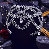 Runhufu HP471 Rhinestone Forehead Headband Fashion Crystal Bridal Headpiece Party Wedding Hair Accessories Bride Tiara Headwear