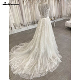 runhufu Boho Wedding Dress V Neck Lace Beaded 2023 Robe Femme Sexy Bridal A Line Tulle Wedding Gowns for Women Court Train