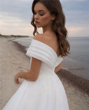 Runhufu A-Line Organza Wedding Dress For Women 2023 Off The Shoulder Beach Bridal Gowns Backless Custom Made Vestido De Novia