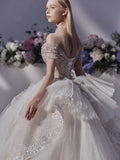 runhufu New Gorgeous Wedding Dress Off The Shoulder Lace Applique Pearls Bridal Vestido De Noiva Ball Gown Plus Size Made Custom