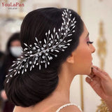 Runhufu Rhinestone Bridal Comb Handmade Wedding Hair Accessories Woman Headpiece Bride Comb Pearls Hair Clip for Party HP546