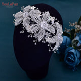 Runhufu Wedding Headpiece Crystal Flower Bridal Hair Accessories Bride Headwear Pageant Crown Women Hair Ornament Jewelry HP252