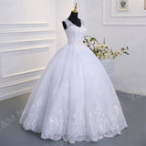 runhufu Novias Crystal Bead V neck Beautiful Lace Appliques Wedding Gown Embroidery Ivory Wedding Dress A line