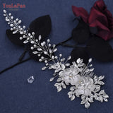 Runhufu HP511 Alloy Flower Wedding Headband Bridal Hair Accessories Rhinestone Woman Headpiece with Comb Bride Headwear Jewelry