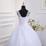 runhufu Novias Crystal Bead V neck Beautiful Lace Appliques Wedding Gown Embroidery Ivory Wedding Dress A line