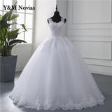 runhufu Video Spaghetti Straps White Ivory Tulle Bridal Ball Gown For Wedding Dresses New Luxury Pearls Marriage Customer Made