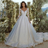 Runhufu Ivory Wedding Dresses A Line Sexy V Long Sleeve Appliqued Lace Bride Gowns Robe De Mariee Boho 2023 Vestidos Novia 2023