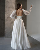 Runhufu Strapless A-Line Wedding Dresses Detachable Long Sleeves Bridal Gowns Robe De Mariée