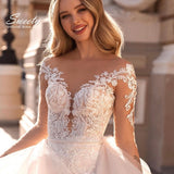Runhufu Detachable 2 In 1 Wedding Dress Embroidered Lace On Net With Train V-neck Sleeveless Vintage Bride Gowns Vestido De Novia