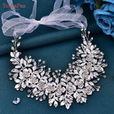 Runhufu SH349 Elegant Wedding Dresses Belt Alloy Flower Crystal Belts for Bride Women Waistband Jewel Accessories Bridal Sashes