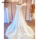 runhufu Lace Flowers Boho Wedding Dress For Women 2023 Vestido Civil Bridal Church Wedding Gowns Custom Made suknie slubne