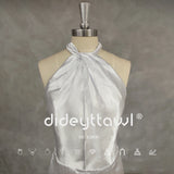 Runhufu Real Picture Simple Halter Sleeveless Satin Mermaid Wedding Dress Open Back Sweep Train Bridal Gown Custom Made