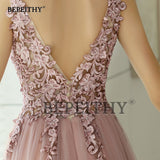 runhufu A-line Gray Formal Occasion Dress With Slit Lace Prom Dresses For Women Party Wedding Evening A-line Bridesmaid Gown