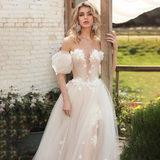 Runhufu High Split A Line Appliques Wedding Dress Lace Up Off Shoulder Real Photos Crisscross Rustic Maxi Bridal Gowns