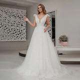 Runhufu V-Neck Beach Wedding Dresses Spaghetti Straps Bridal Gowns Custom Made Robe De Mariee