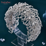 Runhufu Rhinestone Bridal Headbands Alloy Leaf Wedding Tiara Bride Wedding Hair Accessories Jewelry for Women Headpiece HP386