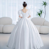 runhufu Princess Wedding Dress 2023 New Satin Simple Wedding Gown Shining Beading Slim Bridal Dress Plus Size Robe De Mariee