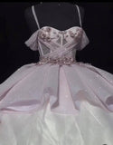 runhufu Photo Luxury Sequined Ball Gown Spaghetti Strap Pink Quinceanera Dress Sweet Party Vestidos 15 Anos Vintage Plus Size