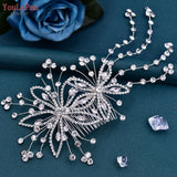 Runhufu HP499 Crystal Flower Bridal Comb Rhinestone Wedding Hair Accessories Bride Tiara and Headdress Pageant Hair Jewelry