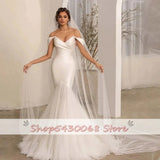 Runhufu Vintage Off Shoulder Wedding Dresses Sweetheart Mermaid Satin And Tulle Bridal Gowns Robes Vestidos De Novia