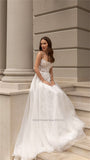 Runhufu O-Neck A-line Wedding Dresses Puff Sleeve Flower Open Back Floor Length Appliques Bridal Gown Vestidos De Novia