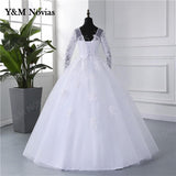 runhufu Novias Long Sleeve White Wedding Dress For Women 2023 New Vintage Ball Bridal Gown Vestido De Mariage Plus Size Real Photo