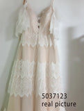 Runhufu Wedding Dresses Tempting Nude Champagne V Neck Chic Sleeves Straps Ruffles Lace A Line Backless Bridal Gowns