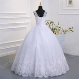 runhufu Novias Crystal Bead V neck Beautiful Lace Appliques Wedding Gown Embroidery Ivory Wedding Dress A line