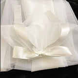 Runhufu Made Simple White Wedding Veils For Women Wedding Two Layers Ivory Short Tulle Bridal Veil with Bow Wedding Accessories