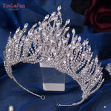 Runhufu HP374 Golden Wedding Crown Crystal Bridal Tiara Women Headband Bride Hair Accessories Pageant Headdress Luxury Headwear