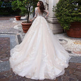 Runhufu Wedding Dress Princess Lace Appliques Long Sleeve Ball Gown Vestido De Novia Sweep Train Bride Bridal свадебное платье