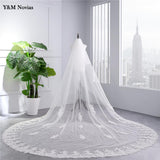 runhufu Luxury Lace Long Tulle Wedding Veils Two Layer With Comb White Ivory Bridal Veil for Bride Marriage Wedding Accessorie