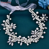 Runhufu Beaded Rhinestones Wedding Belt Crystal Bridal Belts Evening Gown Belts for Woman Bling Belts Sparkly Pearl Belt SH186