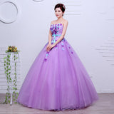 runhufu Organza Purple Fashion Flowers Strapless Wedding Dress New Korean Style Princess cheap Lace Ball Vestidos De Novia