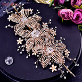 Runhufu Wedding Headpiece Crystal Flower Bridal Hair Accessories Bride Headwear Pageant Crown Women Hair Ornament Jewelry HP252
