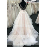 Runhufu de Noche Blush Pink Wedding Dress New 2023 V Neck Luxury Beading Lace Bridal Wedding Gowns Real Photo