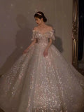 runhufu New Strapless Wedding Dress Off The Shoulder With Bow Glittery Lace Bridal Bal Gown Vestido De Noiva Plus Size Made Custom