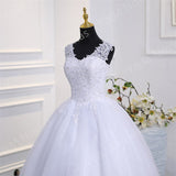 runhufu Novias Crystal Bead V neck Beautiful Lace Appliques Wedding Gown Embroidery Ivory Wedding Dress A line